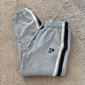 PINK Victoria's Secret Gray and Black Sweatpants with Athletic Stripes